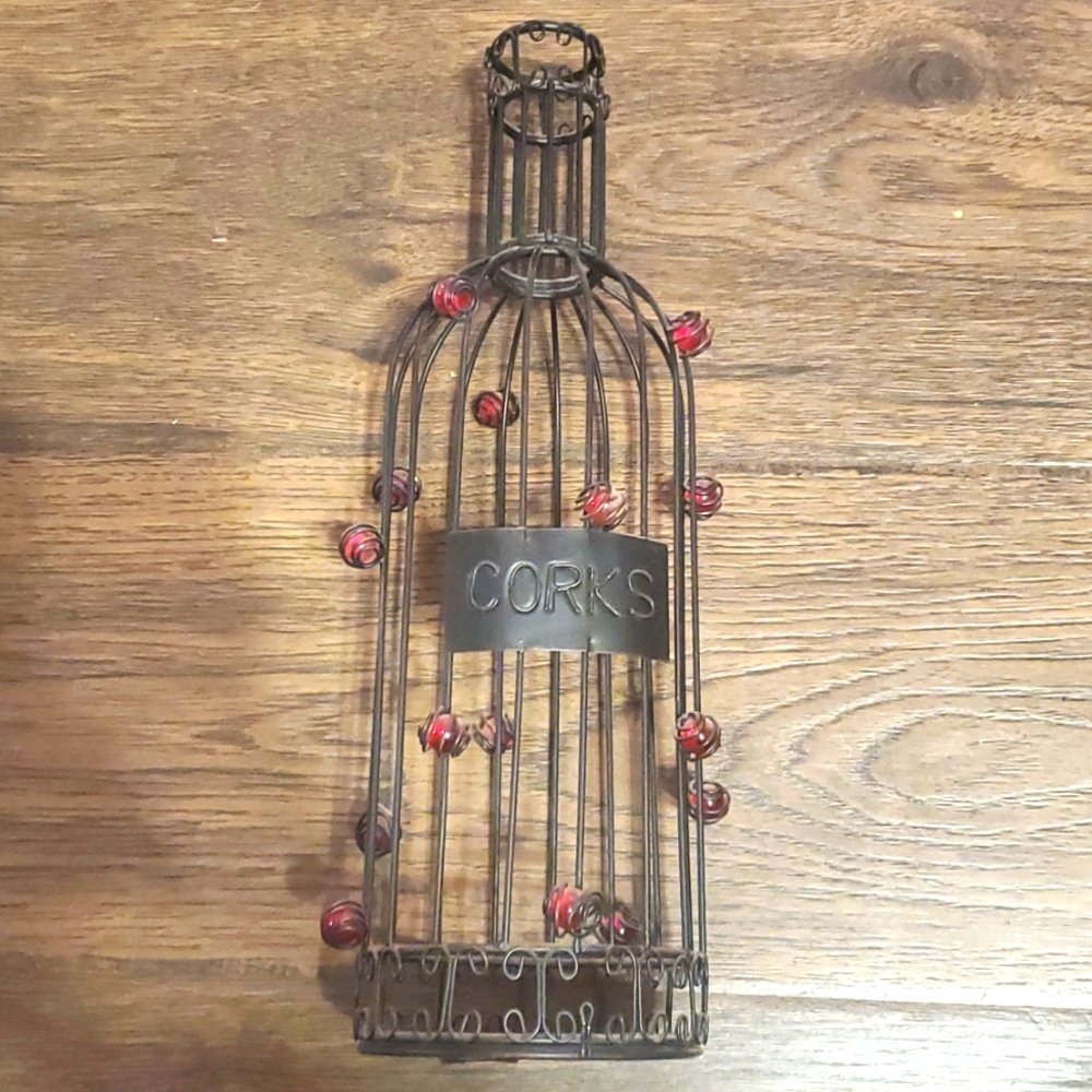 Cute Metal Wine CORKSCREW HOLDER DECOR 14×6
